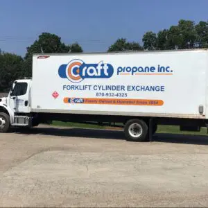 A white truck parked in the parking lot.